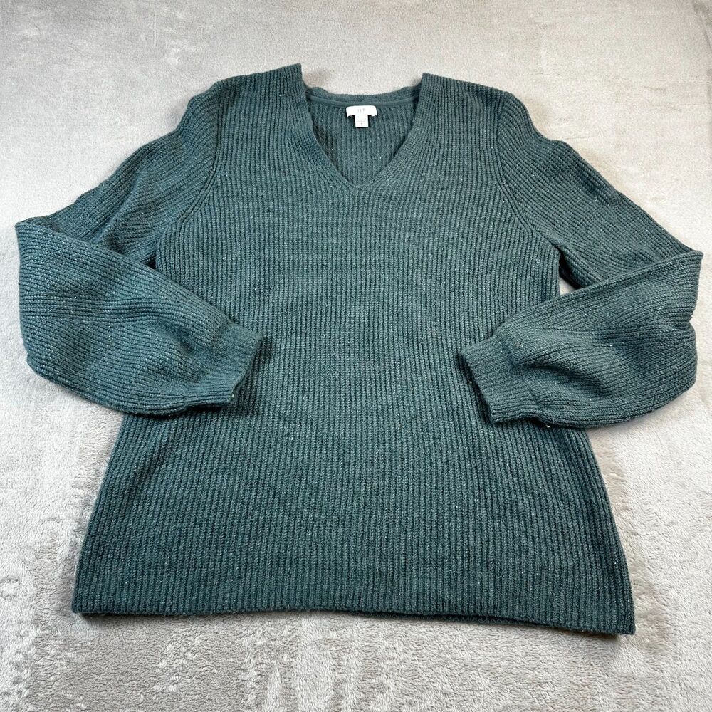 J Jill Long Sleeve Sweater Size Medium Green With Speckles of Color